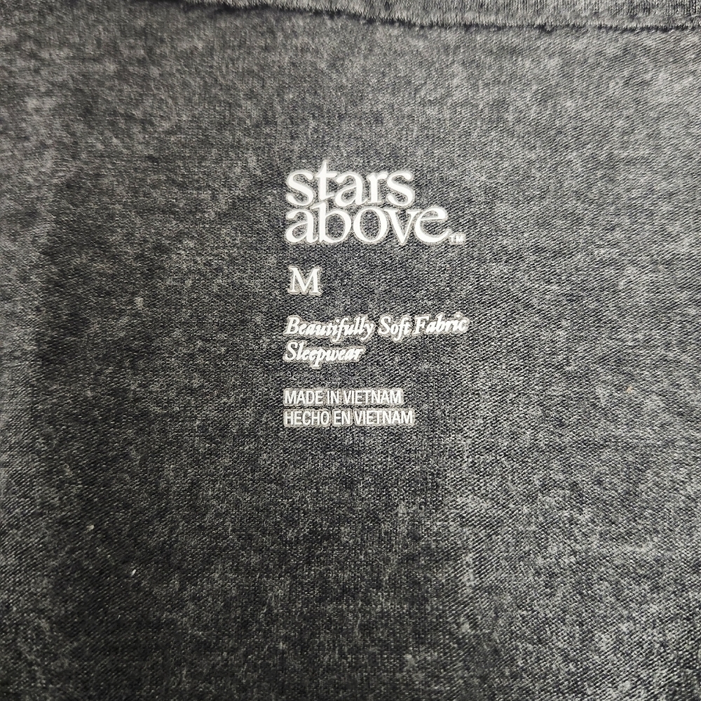 Stars Above Charcoal Button Down Lounge Wear Pj Shirt - Picture 3 of 4
